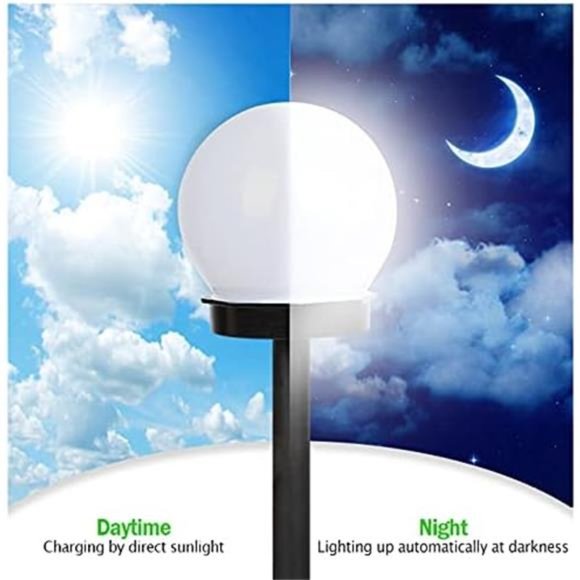 Solar Lights Outdoor, 8 Pack Solar LED Globe Powered Garden Light Waterproof - Picture 5 of 7